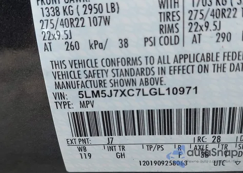 2020 Lincoln Aviator Reserve from USA, damaged, VIN 5LM5J7XC7LGL10971